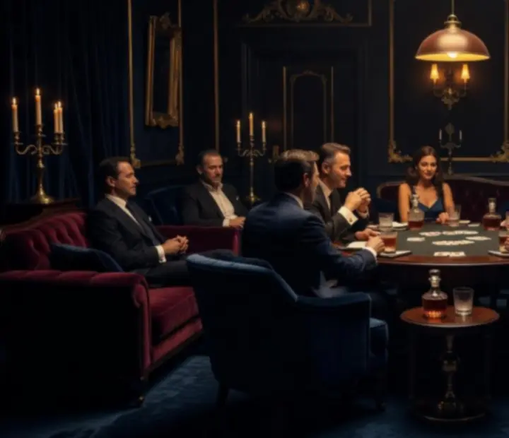 Nastrojowy pokój VIP z eleganckim oświetleniem i stołami do gier
